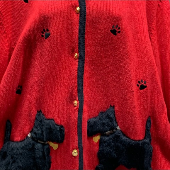 Red dog sweater with removable fake fur collar - Picture 1 of 3